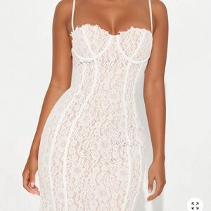 Fashion Nova White Lace Chemise